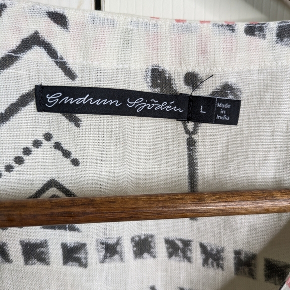 Gudrun Sjödén Tunic Dress Large Block Print Linen Lagenlook Art to Wear Scandi - Picture 8 of 15